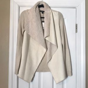 Faux fur open sweater